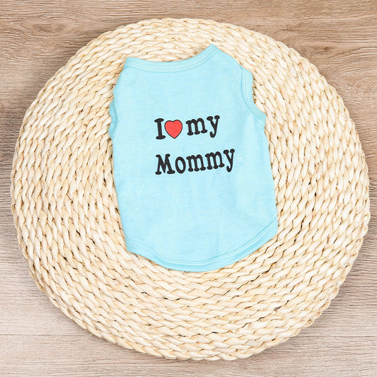 HKM-244243 Love Mom Casual Summer Pet Vest – Cotton, Available in Multiple Colors and Sizes
