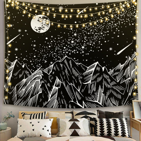 HKM-244819 Black and White 3D Digital Printed Polyester Tapestry for Home and Outdoor Use