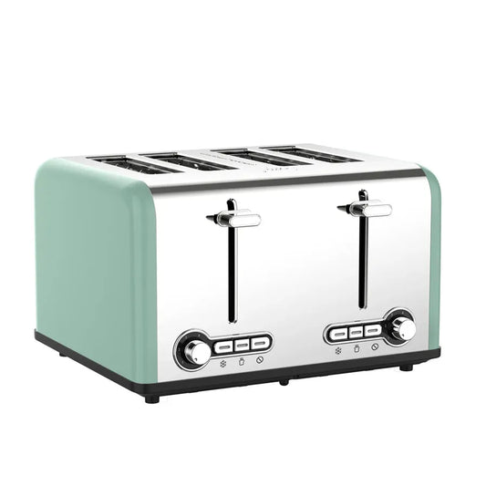 HKM-244883 Extra Wide 4 Slice Bread Toaster with Reheat, Defrost, and Cancel Functions – 6 Level Browning Control, Retro Design