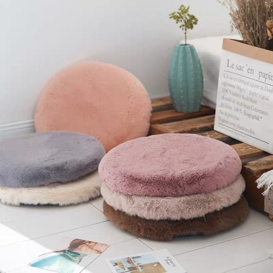 HKM-245203 Round Memory Foam Cushion - Plush Fabric, Nordic Style, Multiple Colors Available