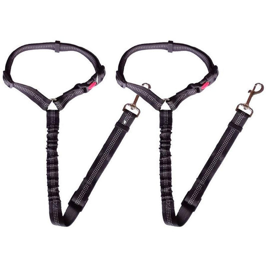 HKM-245843 Adjustable Elastic Dog Safety Seat Belt with Reflective Lines and Zinc Alloy Hook