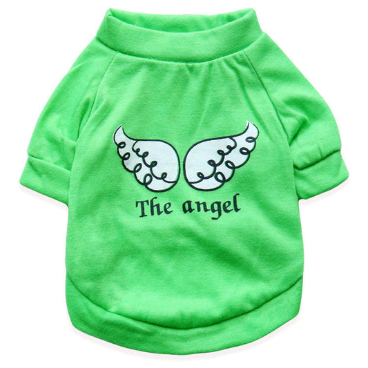 HKM-2472509 Light Green Cotton Jersey T-shirt with Wing Print for Small Dogs