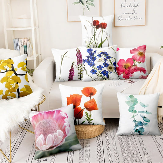 HKM-247507 Floral Green Plant Cushion Cover | 45x45cm American Country Style Pillowcase