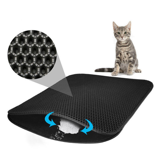 HKM-2475965 Double Layer EVA Splash-proof Cat Litter Filter Pad - 55x70cm, Ideal for Pet Beds and Cages