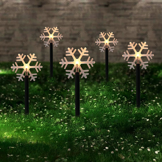 HKM-247891 Solar-Powered Snowflake Garden Lights - Waterproof Outdoor Christmas Decor for Lawn and Yard