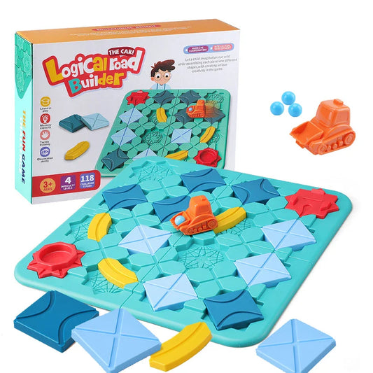 HKM-248019 Road Builder Puzzle Game for Kids – Educational Construction Car Maze Track with 118 Challenges, Ages 3 and Up