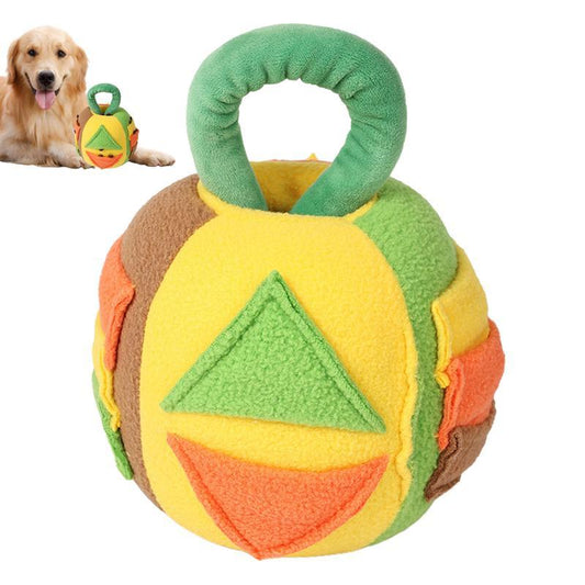HKM-2481341 Interactive Squeaky Plush Ball Toy for Dogs - Treat Dispenser and Chew Toy, Teeth Cleaning & Engagement