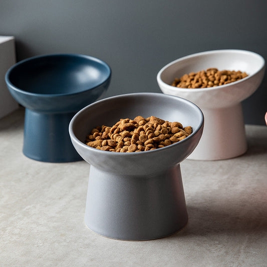 HKM-2507069 Oblique High Foot Ceramic Pet Bowl in Candy Colors - 13.3cm