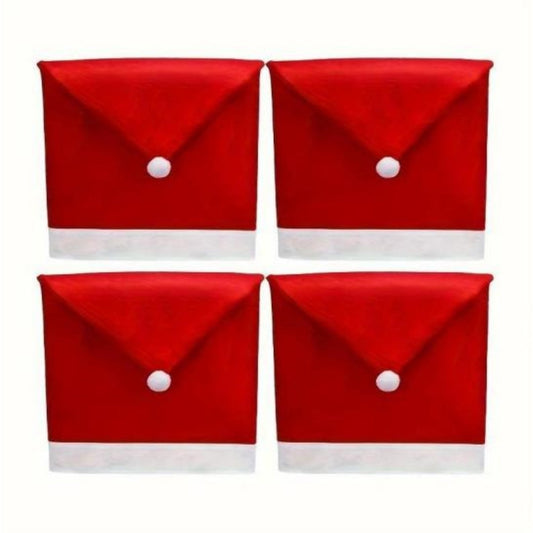 HKM-251027 Festive Santa Claus Chair Covers for Holiday Dining - Easy to Install Non-Woven Slipcovers