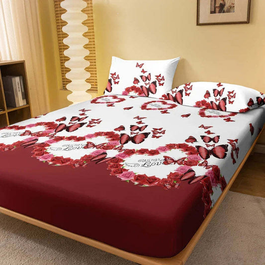 HKM-251539 Colorful Butterfly Fitted Sheet for Girls' Bedroom - Multiple Sizes Available