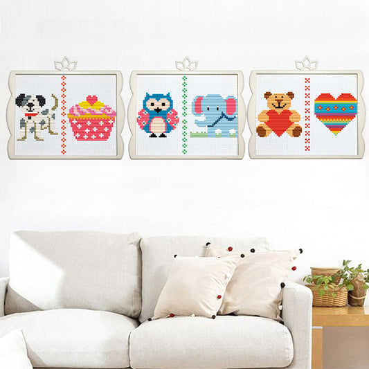 HKM-251731 Eco-Friendly Cross Stitch Kit with Frame - 17x14cm Cotton Thread Design