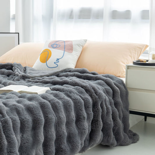 HKM-254035 Double Layer Thick Velvet Blanket with Pillowcase Options in Various Sizes and Colors