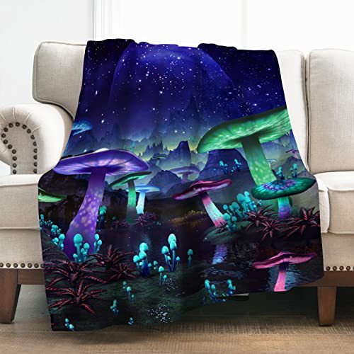 HKM-255187 Cartoon Flannel Mushroom Blanket - All-Season Comfort in Multiple Sizes and Colors