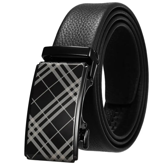 HKM-258195 Automatic Buckle Men's Belt Made of Head Layer Cowhide, Model LY36-24871-5