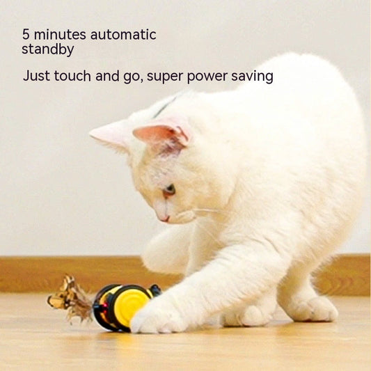 HKM-2594493 Interactive Electric Cat Toy - Yellow & Pink Little Bee Design, Durable Plastic