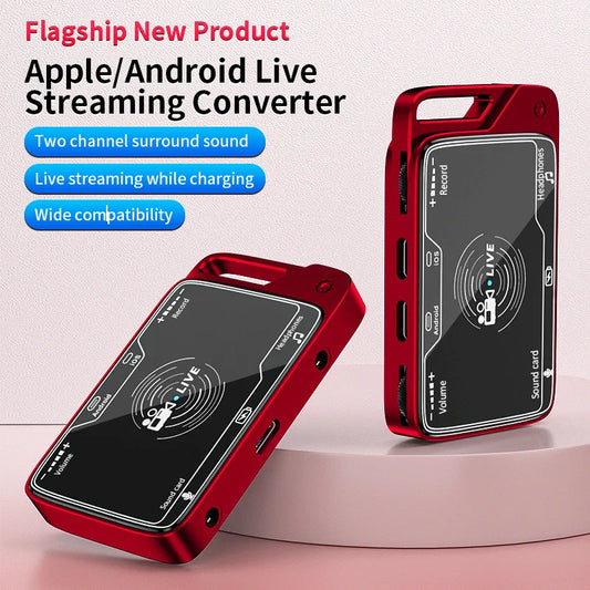 HKM-260691 2-in-1 Stereo Live Sound Card Converter for Mobile Devices with Charging and Microphone Streaming Adapter