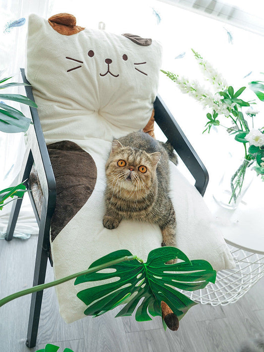 HKM-260755 Thickened Cotton Rocking Chair Cushion in White Cat and Yellow Options
