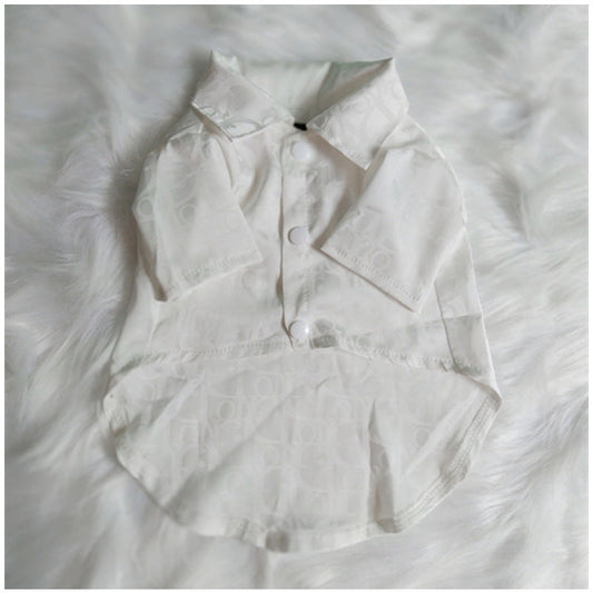 HKM-2613309 Casual Polyester Shirt for Pets in White, Gray, and Pink - Sizes S to XXL