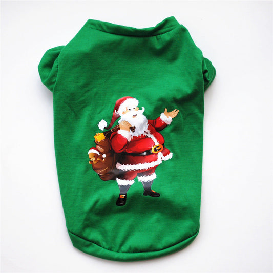 HKM-2615101 Festive Dog Apparel for Christmas - Santa Claus & Snowman Styles in Green and Red