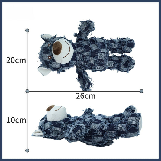 HKM-2621501 Dark Gray Plush Squeegee Pet Toy for Teeth Cleaning - Ideal for Dogs and Puppies