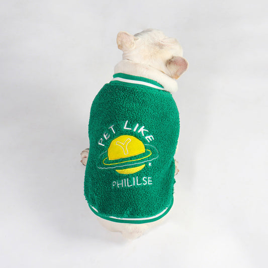 HKM-2630589 Winter Fleece Cotton Dog Coat in Green ¨C Adjustable Sizes L to 4XL