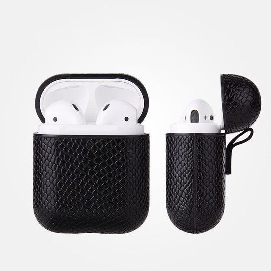 HKM-263123 Snakeskin Pattern Earphone Protector for iPhone Models, TPU and Leather Construction, Handmade Design