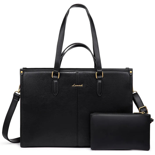 HKM-263635 Stylish Ladies PU Leather Laptop Tote Bag with Clutch Purse - Versatile Work Bag for Office Use