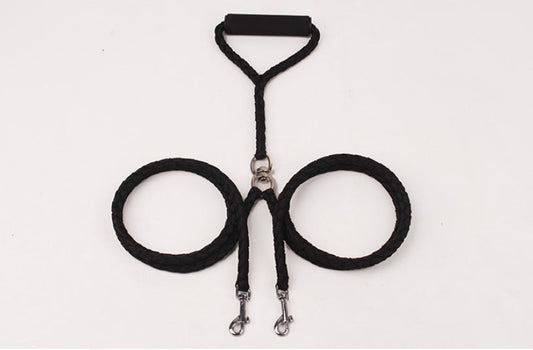 HKM-2637757 Durable Hand-Knitted Double-Ended Dog Leash with Padded Handle for Outdoor Use