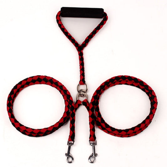 HKM-2637757 Durable Hand-Knitted Double-Ended Dog Leash with Padded Handle for Outdoor Use