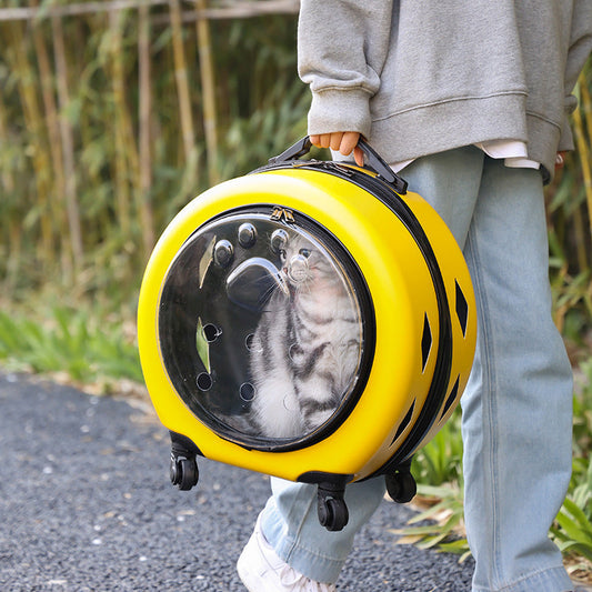 HKM-2645949 Transparent Portable Pet Trolley Bag with Reinforced Design for Cats and Dogs - Multiple Colors Available