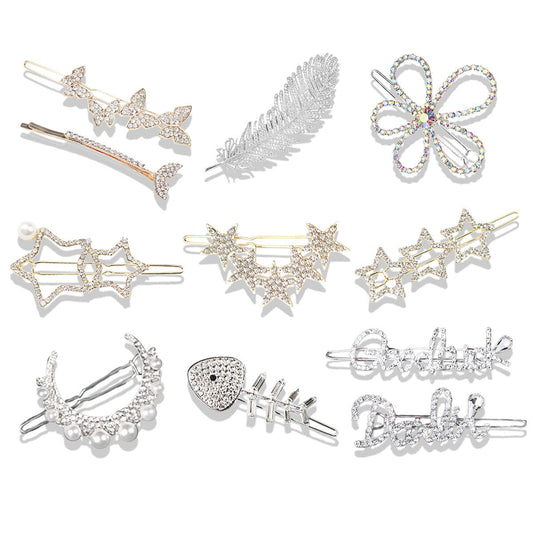 HKM-266131 Chic Alloy Rhinestone Hairpin with Alphabet Design for Women