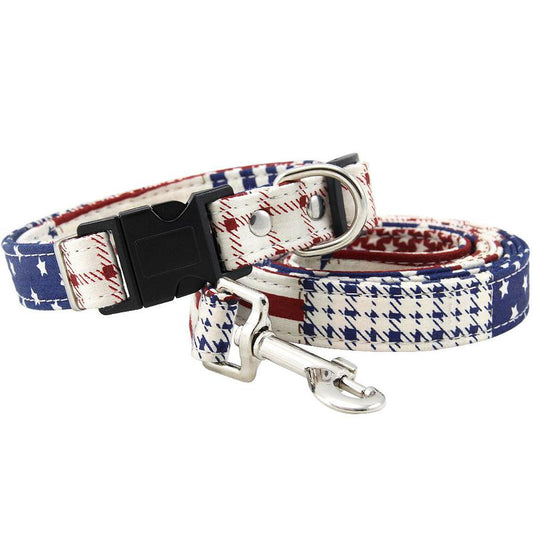 HKM-269395 Pure Cotton Adjustable Dog Collar with Matching Leash - Various Sizes Available
