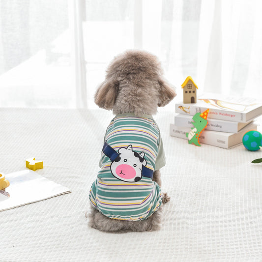 HKM-2698301 Striped Four-Leg Pet Dog Clothes in Orange and Green ¨C Casual Style for All Sizes