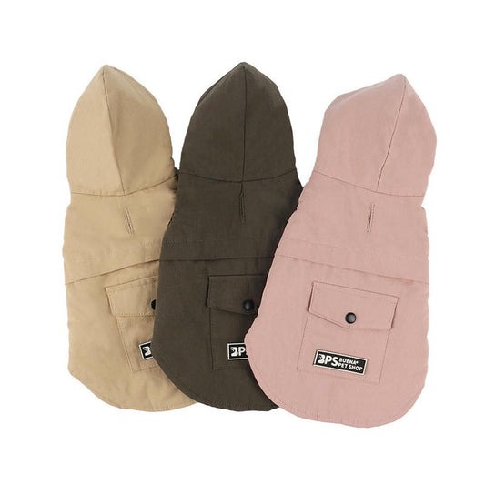 HKM-270739 Pet Cotton Denim Hooded Vest for Autumn and Winter - Sleeveless Design in Multiple Sizes
