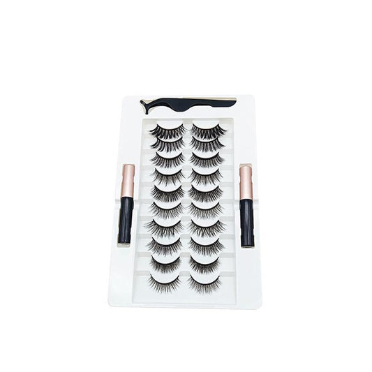 HKM-271379 10 Pairs of Magnetic False Eyelashes - Handcrafted Chemical Fiber Lashes