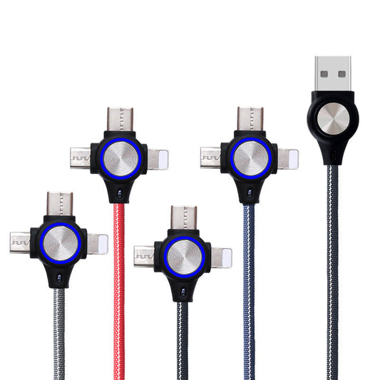 HKM-273683 Three-in-One Charging and Data Cable for Mobile Phones and Tablets - 1m Length, Multiple Color Options