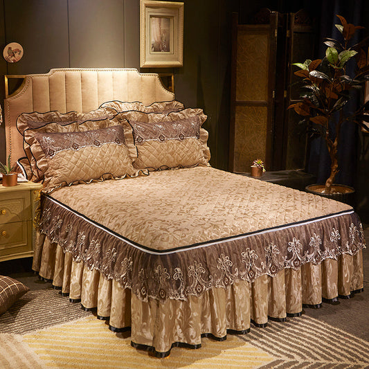 HKM-274259 Detachable Non-slip Bed Cover with Dustproof Skirt - Available in Multiple Colors and Sizes