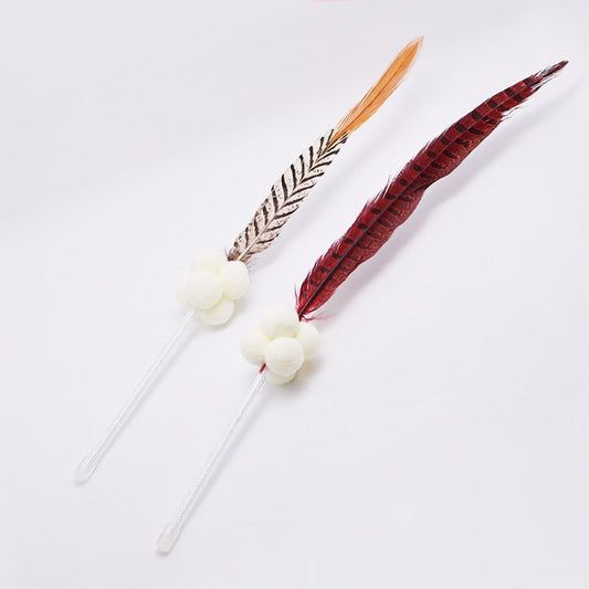 HKM-2748605 Feathered Cat Play Wand in Light and Dark Colors
