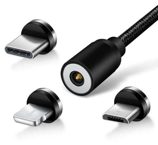 HKM-275987 3-in-1 Magnetic Data Cable for iPhone, Android, and Type-C - 1 Meter Length