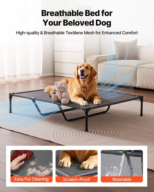 HKM-2767677 Elevated Dog Bed for Large Dogs - Portable Raised Cot with Sturdy Metal Frame, XL Size