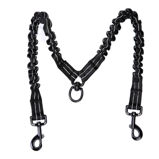 HKM-2768829 Double-Ended High Elastic Dog Traction Rope - Scalable Nylon, 100cm Length, Black