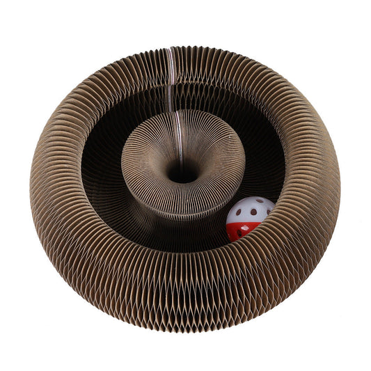 HKM-2813501 Magnetic Folding Cat Scratch Board with Ball and Menthol, 24x24x10cm, Fun Two-in-One Design