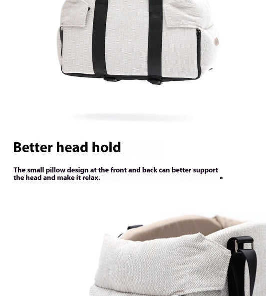 HKM-2826301 Pet Car Nest Diaper Bag - Versatile Polyester Carrier for Small Pets up to 10 kg, Beige White