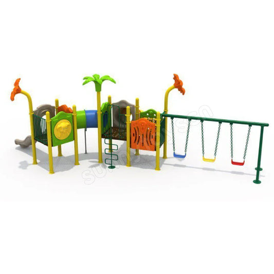 HKM-282643 Children's Wooden Outdoor Climber Slide and Sensory Playset for Ages 9 Months to 6 Years