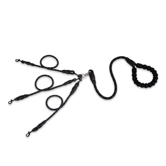 HKM-284371 Durable Nylon Traction Leash for Dogs - One Leash for Three Attachments, Available in Black and Red