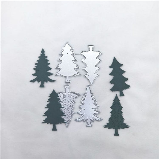 HKM-284627 Handmade Christmas Tree Greeting Card Cutting Mold - Carbon Steel, Silver, 11.9x7.1cm