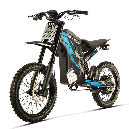 HKM-287507 HappyRun Tank G300 Pro Blue 6500W Electric Dirt Bike - Off-Road Mountain E-Bike with Fat Tires