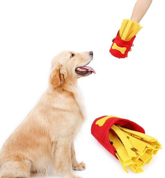 HKM-2879677 Interactive Dog Sniffing Toy - Red French Fries Chew Box with Sound Feature