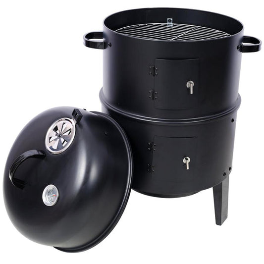 HKM-288147 16 Inch Portable Charcoal Smoked Grill – Ideal Vertical Smoker for Outdoor Cooking and Camping