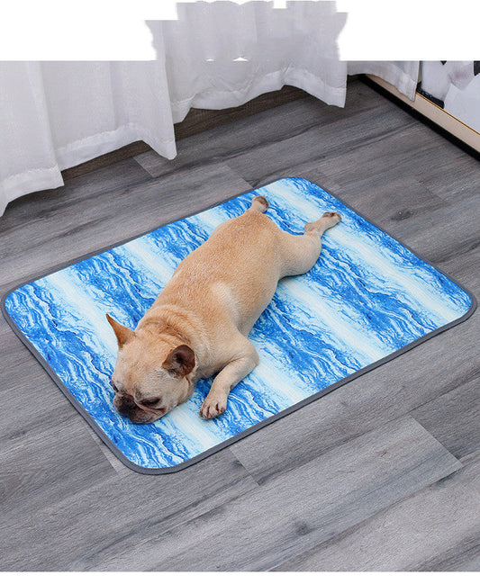 HKM-2901949 Cooling Ice Silk Pet Sleeping Pad for Dogs – Breathable and Refreshing in Blue